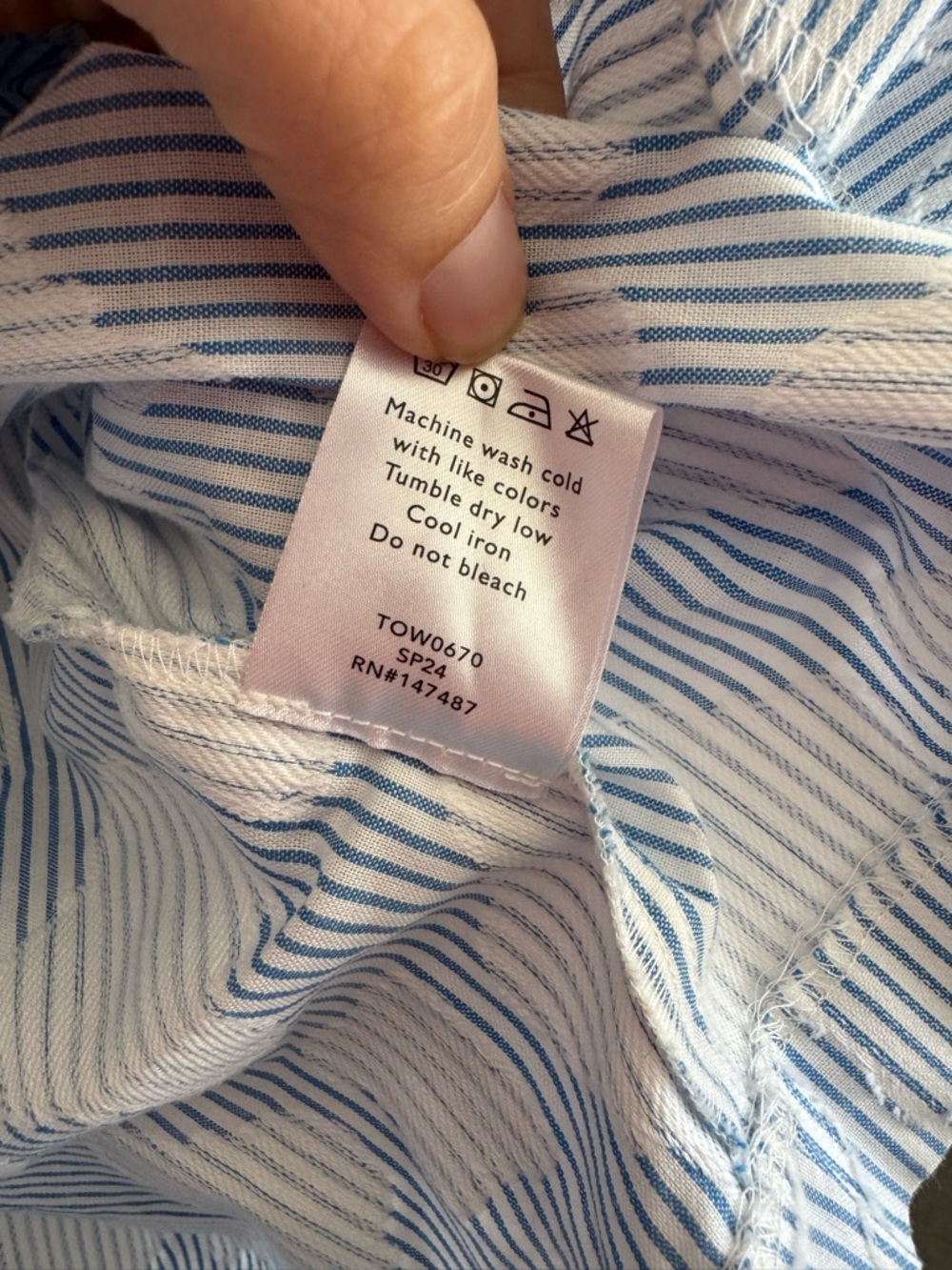 Draper James “Ingrid” Light Blue Striped Ruffle Neck Blouse size XL - Picture 8 of 11